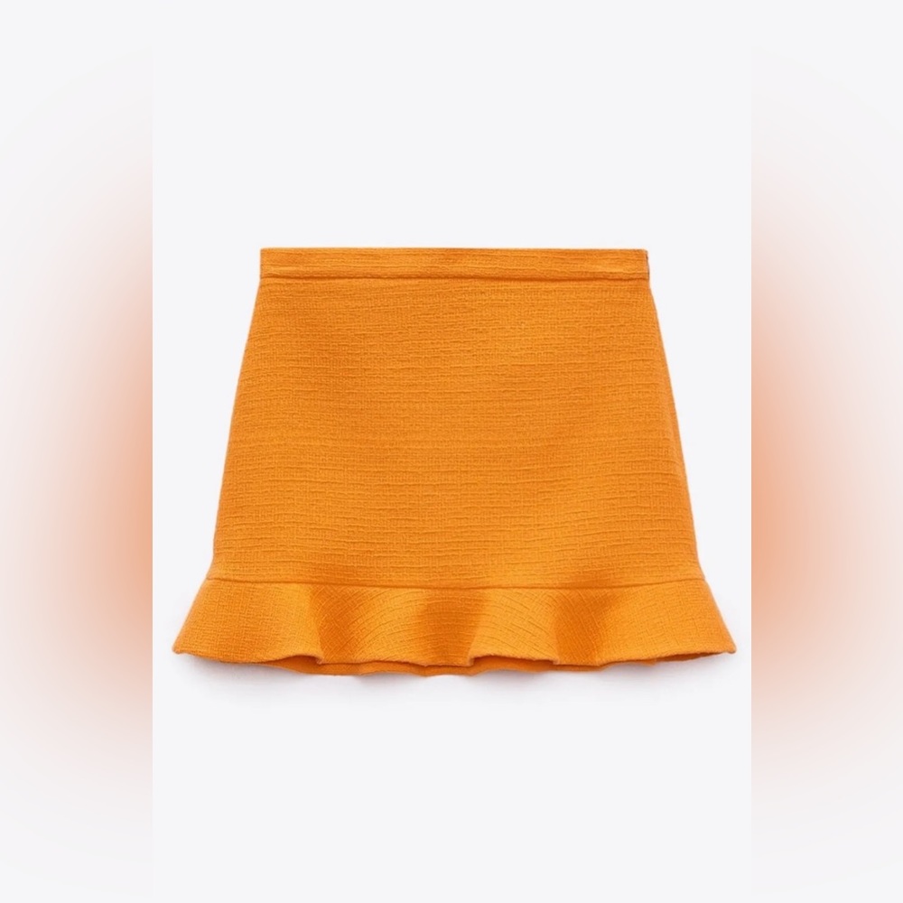 Zara - Orange Textured Vest/Mini Skirt Set - Picture 12 of 13